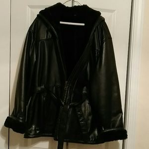 Leather winter coat